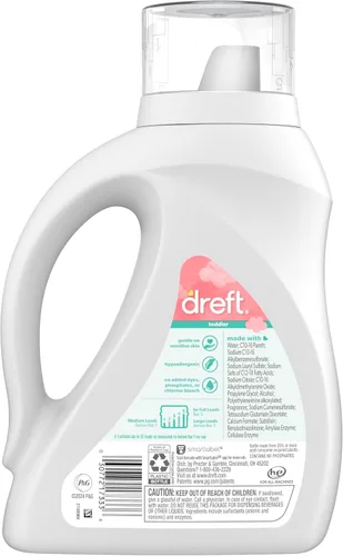 Vista 10 de Dreft Detergente líquido para ropa infantil, suave para pieles sensibles, 42 onzas líquidas, 32 cargas, paquete de 2 (el embalaje puede variar)