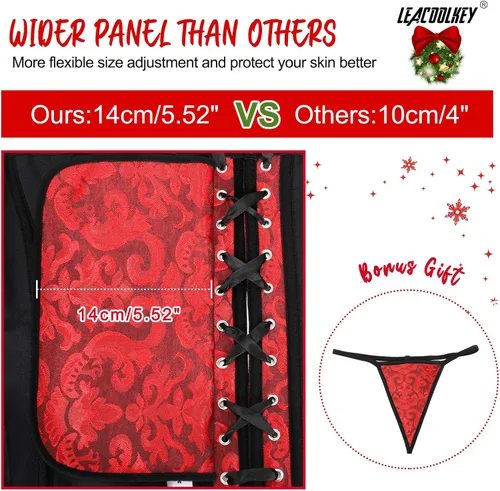 Vista 3 de LEACOOLKEY Corsé sexy con cordones para mujer, corsé moldeador de cintura