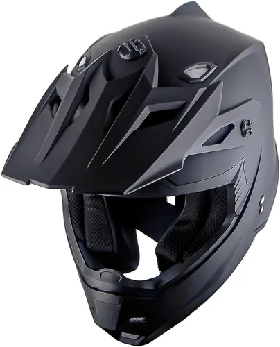 Vista 12 de 1Storm Casco de Motocross para Jóvenes Niños BMX MX Casco de Bicicleta Adolescente Estilo de Carreras; Azul de Carreras + Gafas + Paquete de Guantes