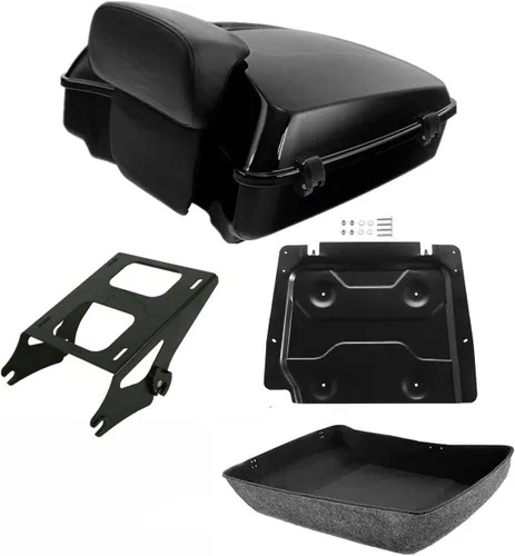 Vista 15 de TCMT Pestillos Negros de 10.7" para Maletero Cortado, Almohadilla de Respaldo, Luz Trasera LED con Señal de Giro Compatible con Harley Touring