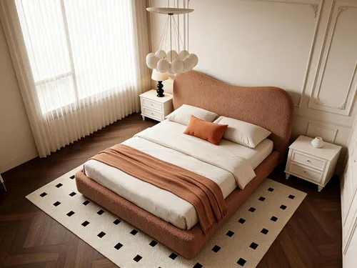 Vista 2 de UNIZONE Estructura de cama de tamaño matrimonial con cabecera tapizada Marrón