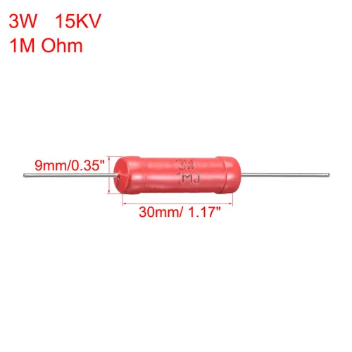 Vista 2 de uxcell Resistencia de película eléctrica de alto voltaje del esmalte de vidrio del ohmio del poder de 3W 1M 2 PC