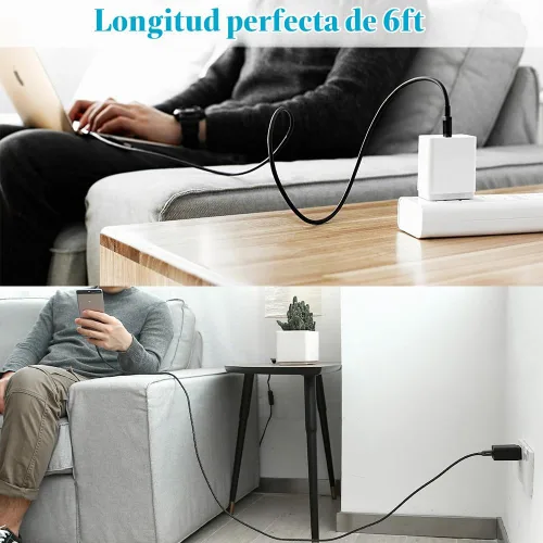Vista 6 de Terasako - Paquete de 4 cables de carga magnéticos [1 pie/3 pies/6 pies/6 pies], cable de carga magnético giratorio de 360° con luz LED, cables