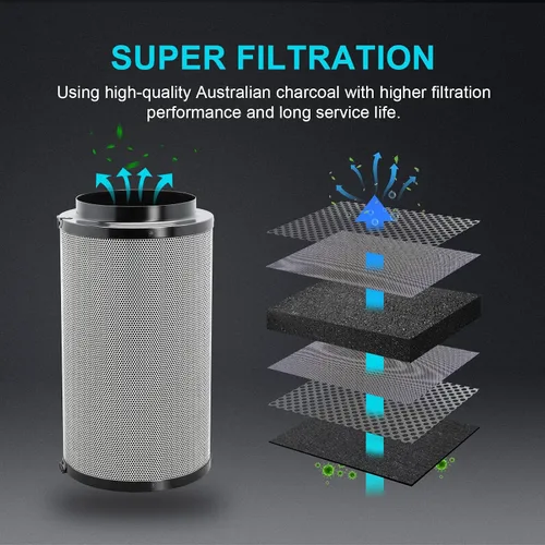 Vista 5 de HealSmart Filtro de Carbón de Aire de 4 Pulgadas 4" Carbón Virgen Australiano Premium Control de Malos Olores, Compatible con Ventiladores