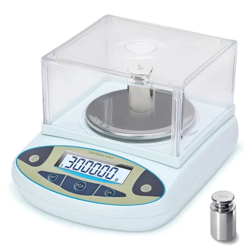 Vista 9 de Balanza de laboratorio 500g*0.001g, balanza analítica de alta precisión con parabrisas, balanza electrónica científica, balanza de precisión digital