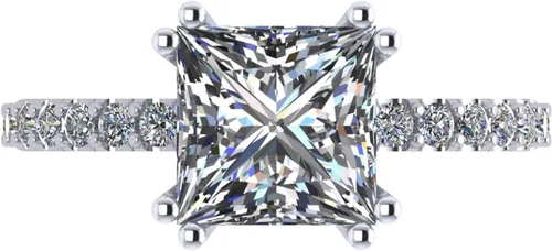 Vista 14 de NANA Jewels Anillos de plata de ley chapados en platino de 1.5-3 quilates con circonita cúbica ovalada y corte princesa Asscher Oro macizo de 10