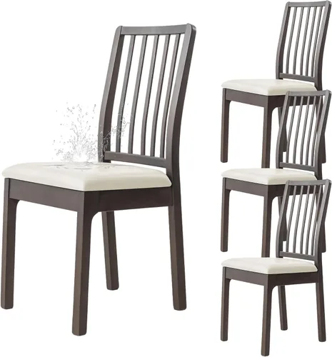 Vista 23 de Dimatic Juego de 2 fundas de asiento para silla, de piel sintética, impermeables, fundas elásticas para sillas de comedor, fundas protectoras