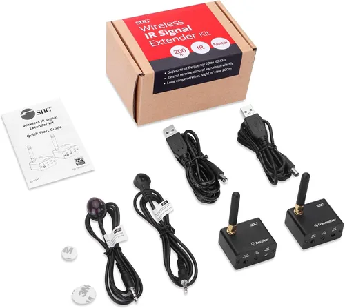 Vista 7 de SIIG Kit extensor de control remoto IR inalámbrico, amplificador de señal de repetidor infrarrojo, IR de 20 a 60 KHz, transmisor y receptor