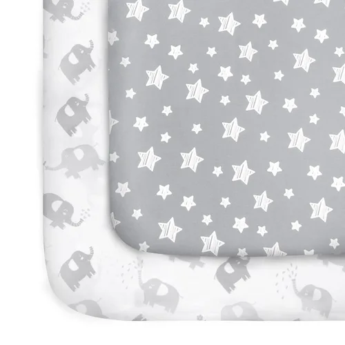 Vista 5 de Pack and Play Sheets - Juego de 2 sábanas para cuna, sábana bajera elástica para cuna, compatible con Graco Pack n Play, material suave y Dinosaurio