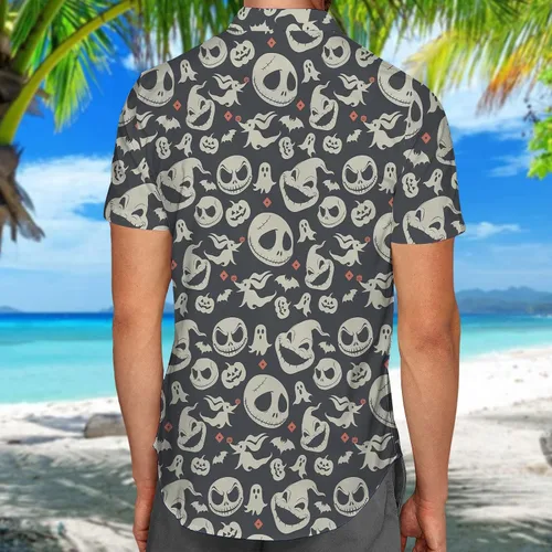 Vista 5 de Camisa hawaiana de personaje de la película, camisa casual con botones de personaje de Jack, camisa de película de dibujos animados, camisa unisex