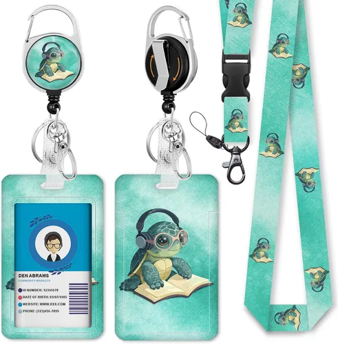 Vista 31 de Cordones negros para insignias de identificación, soporte retráctil para insignias de trabajo, cordón con soporte para tarjeta de crucero, llavero