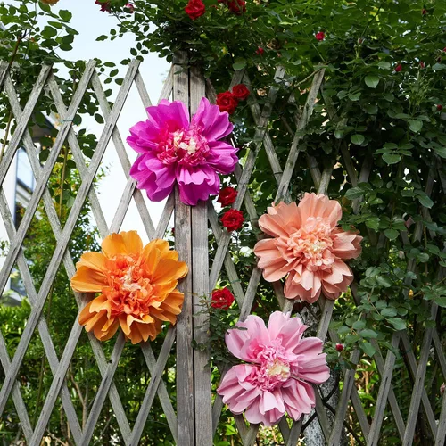 Vista 8 de 12 flores de papel de seda, 12 pulgadas, coloridas flores gigantes de papel crepé para pared, flores grandes para boda, cumpleaños, baby shower