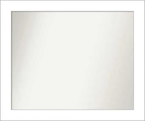 Vista 414 de Amanti Art Espejo de baño blanco para sobre el fregadero, 24 x 26 pulgadas, espejo rectangular blanco y blanco, marco de madera contemporáneo