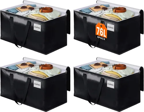 Vista 19 de BlissTotes Bolsas de mudanza, cajas de mudanza resistentes con cremalleras superiores y asas resistentes, bolsas de almacenamiento para ahorrar