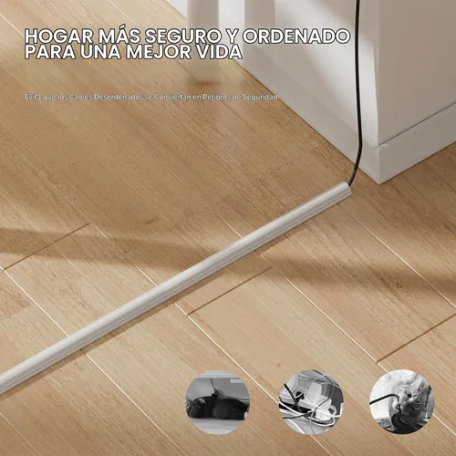 Vista 5 de Kit de ocultación de cables Delamu para pared con adhesivo, cubierta de alambre de múltiples funciones, 42.5 pulgadas para ocultar cables en Blanco