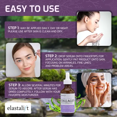 Vista 9 de Elastalift Suero de colágeno para la cara + crema corporal de colágeno y crema hidratante facial, paquete de 2 piezas para el cuidado de la piel