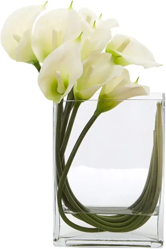 Vista 5 de WGV - Jarrón rectangular de vidrio con bloques de vidrio, ancho x largo de 2 x 5 pulgadas, altura de 6 pulgadas, contenedor de maceta floral
