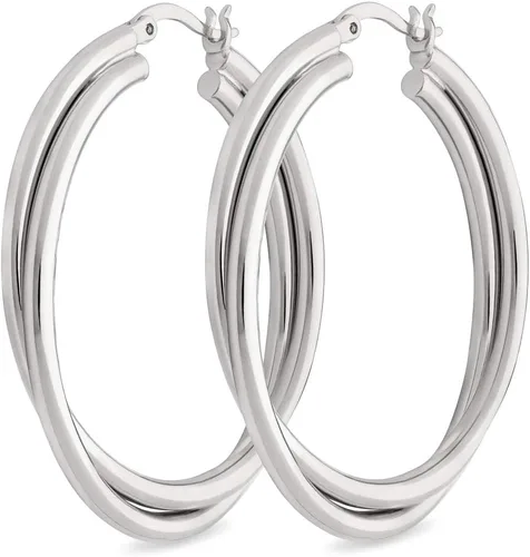 Vista 7 de Milla Crossover Twisted Hoop Earrings for Women – Hypoallergenic Silver or Gold Statement Hoops – Lightweight & Easy to Wear
