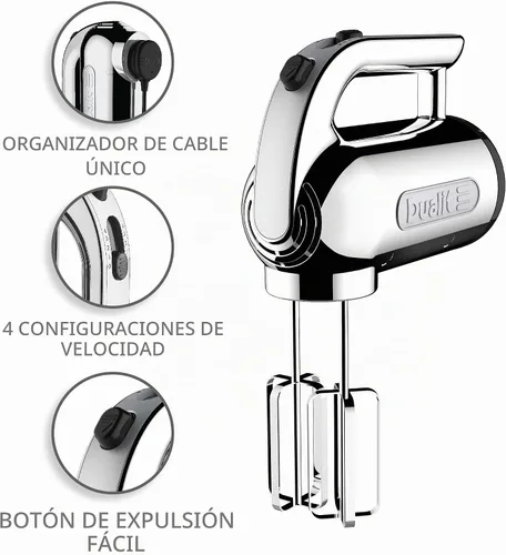 Vista 3 de Dualit Batidora de mano - 300 W - Mango de agarre fuerte - Accesorios incluidos - Almacenamiento de enchufe integral - 4 ajustes de velocidad