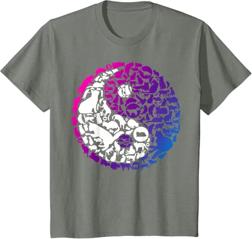 Vista 53 de Cute Kitty Cats and Zen Spirit Peace & Love Yin Yang - Camiseta de gato Negro