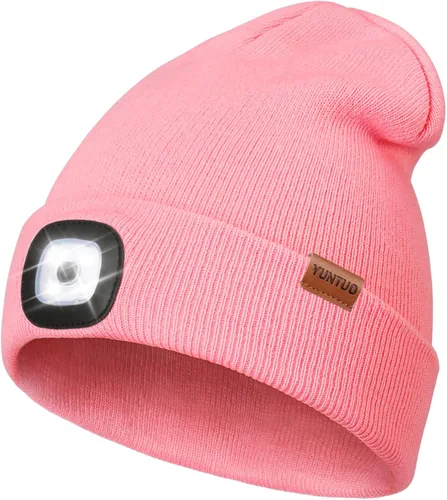 Vista 13 de Gorro LED con la luz, unisex, linterna frontal recargable por USB, gorro de punto de invierno, regalos para hombres, papá, esposo, él Azul Oscuro