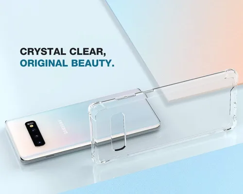 Vista 7 de KIOMY Funda transparente para Samsung Galaxy S10+ / S10 Plus, esquinas de bolsa de aire, a prueba de golpes, funda protectora para teléfono, diseño