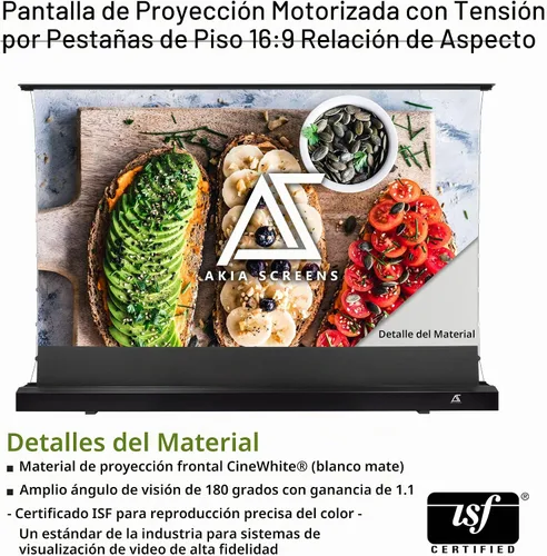 Vista 2 de Akia Screens AK-FMT102UH2 Pantalla de proyector motorizada de 102 pulgadas con control remoto, Tab-Tension CineWhite, UST Short & Standard Throw
