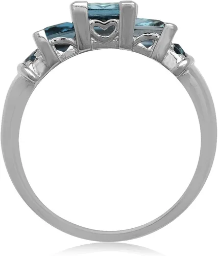 Vista 3 de Silvershake Anillo de plata de ley 925 con forma cuadrada de 3 puntas
