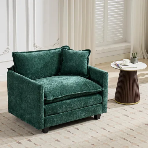 Vista 22 de Sofá seccional modular, sofá seccional en forma de L de 76.7 pulgadas con otomana móvil, cómodo loveseat de chenilla nube con reposabrazos