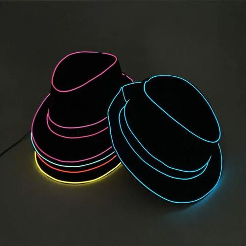 Vista 7 de Sombrero de jazz intermitente Fedora para actuación en escenario Halloween vestido de fantasía fiesta temática 1.5V LED