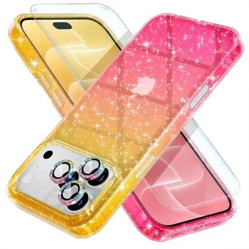 Vista 10 de Choiche, funda para iPhone 14 de mujer, brillante, protección de grado militar, 2 cubiertas de lentes de cámara Diamond, 2 protectores de vidrio