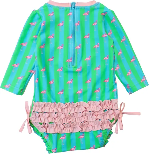 Vista 2 de RuffleButts - Traje de baño de manga larga, de una pieza, para bebéniñas, con protección solar UPF 50+