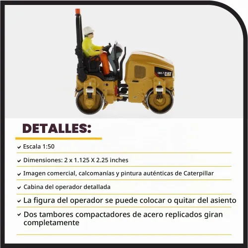 Vista 4 de Diecast Masters Compactador de utilidad CAT Caterpillar CB-2.7 con operador High Line Series 1/50 Diecast Model 85593