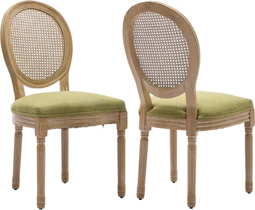Vista 25 de ODUSE-DAILY French Country - Juego de 2 sillas de comedor de color caramelo, sillas de cocina y comedor, sillas de cocina de piel sintética, Ámbar