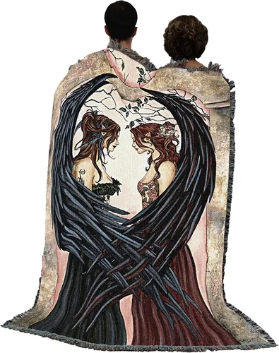Vista 3 de Pure Country Weavers Amy Brown - Manta de hadas de las hermanas – Tapiz de regalo de fantasía tejida de algodón – Fabricado en los Estados Unidos