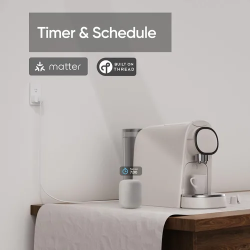 Vista 5 de Enchufe inteligente Onvis Matter Over Thread, Mini Enchufe inteligente, Funciona con Apple Home, Alexa y Google Home, 15A/1800W (1 paquete)