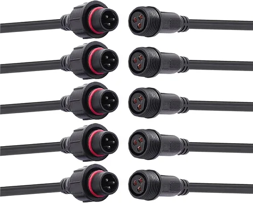 Vista 10 de Conector impermeable de 2 cables, conector LED macho hembra de 16 AWG de 2 pines con cable de extensión IP65, 7.9 in para automóvil, tira de luces