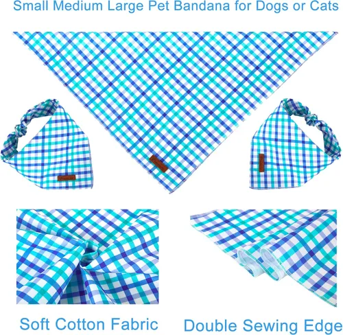 Vista 2 de Bandana de verano para mascotas - Bufanda triangular de rejilla de algodón cómoda para cachorros, pañuelo lavable para perros o gatos, niños