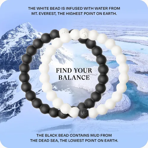 Vista 3 de Lokai Silicone Beaded Bracelets for Men & Women - Black & White Matching Bracelets, Couples Friendship Bracelets - Jewelry Fashion Bracelet