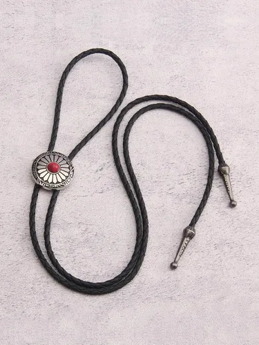 Vista 417 de Jeilwiy Corbata de bolo para hombre, corbata de vaquero occidental, collar de corbata de bolo dorado, corbata de cuero, corbata de Halloween