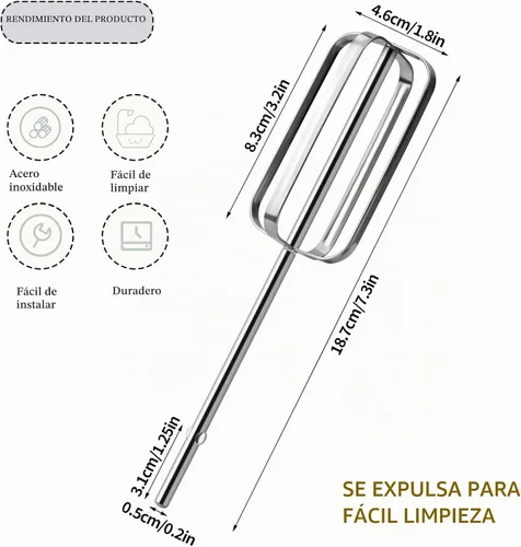Vista 2 de 2 piezas de accesorios para batidora de mano, batidores para batidora de mano para cocina, piezas de repuesto de acero inoxidable para KitchenAid