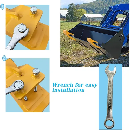 Vista 4 de 2 protectores de cubo de tractor amarillo, protector de borde, tuercas y pernos de doble bloqueo, protector antideslizante para accesorios de cubo