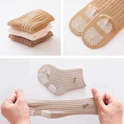 Vista 7 de VWU Calcetines de algodón para bebés y niños pequeños con empuñaduras de 0-5T, 6