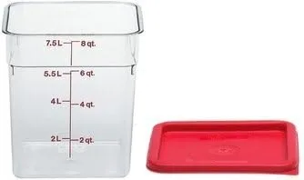 Vista 2 de Cambro Camwear Contenedor cuadrado de policarbonato para almacenar alimentos, 8 cuartos de galón con tapa