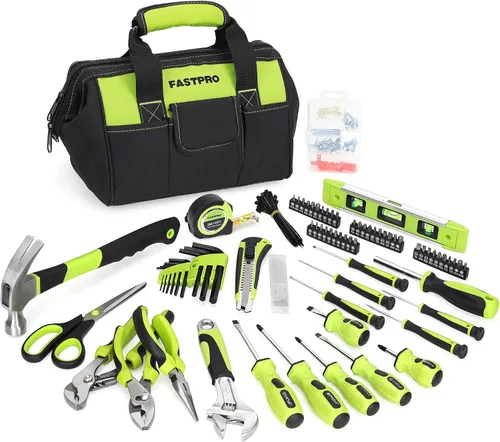 Vista 10 de FASTPRO Juego de herramientas para el hogar de 220 piezas, kit de herramientas de reparación para el hogar con bolsa de herramientas de Rojo