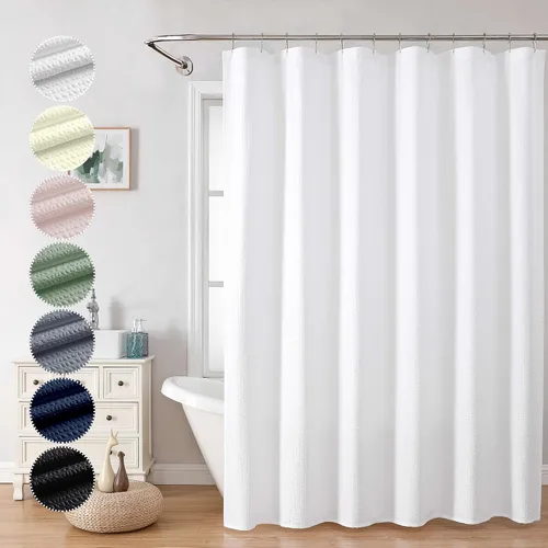 Vista 54 de OVZME Cortina de ducha de tela Berry Stall de 36 x 72 pulgadas, suave y gofre, pequeña cortina de ducha negra para baño con textura para un