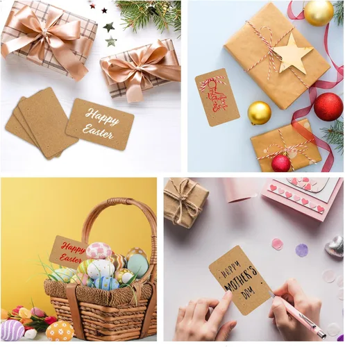 Vista 5 de 100 tarjetas de visita de papel kraft de 3.5 x 2 pulgadas, tarjetas de presentación en blanco imprimibles, tarjetas de índice en blanco, tarjetas