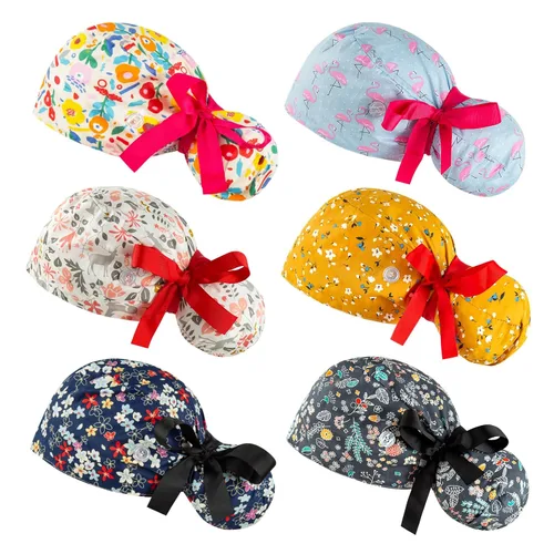 Vista 9 de Gorras de Exfoliación para Mujer Bouffant, Gorras de Exfoliación Ajustables, Gorra de Trabajo con Bolso para Cola de Caballo, Gorra de Ducha