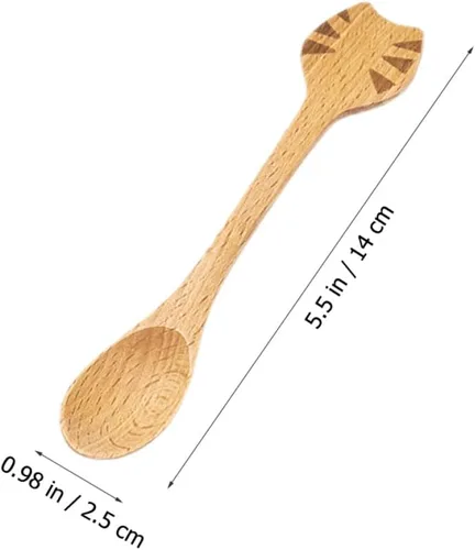 Vista 9 de Wooden Teaspoons for Coffee, Soup and Salad, Ergonomic Small Wooden Spoons Smooth Edges, Kitchen Utensils