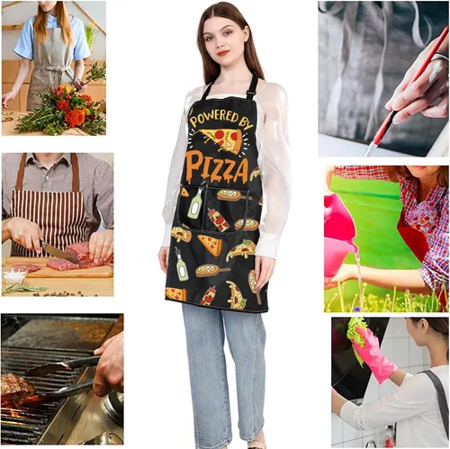 Vista 7 de JXGZSO Delantal de pizza motorizado para amantes de la pizza, delantal ajustable alimentado por pizzería, delantal de cocina de chef delantal